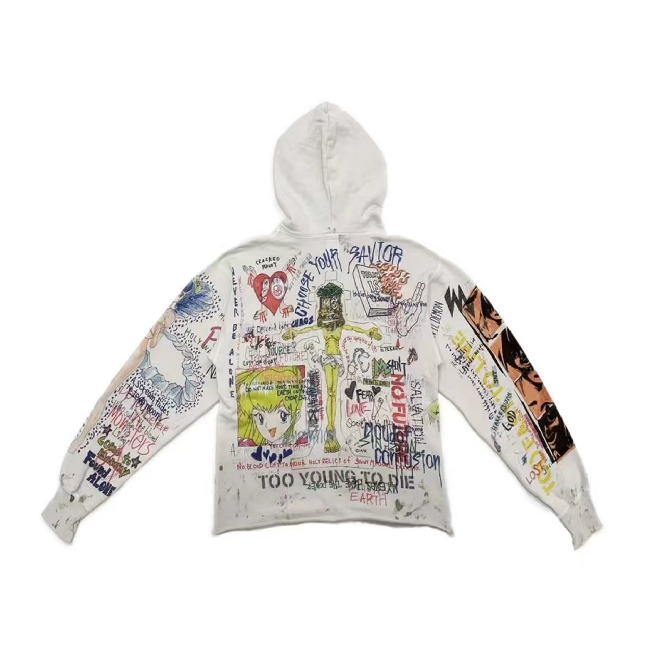 Saint Michael Graff Pullover Hoodie Murakami Takashi Graffiti Loose Hooded Sweatshirt Ins S Xl (4) - newkick.org